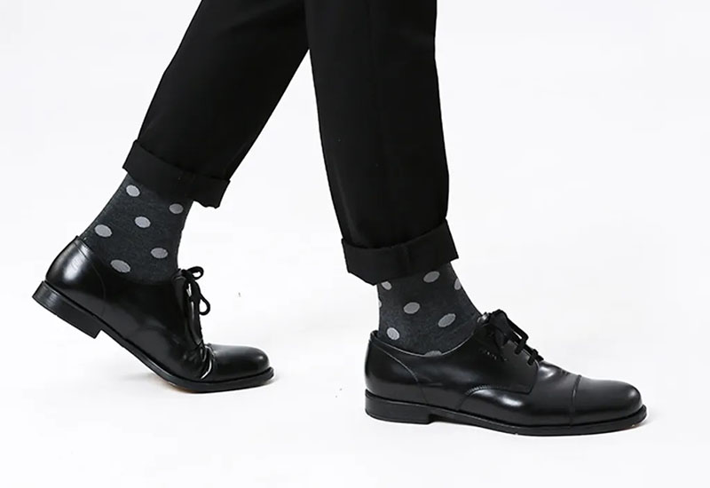 大圓點襪-黑灰 厚襪款(2種尺寸) 